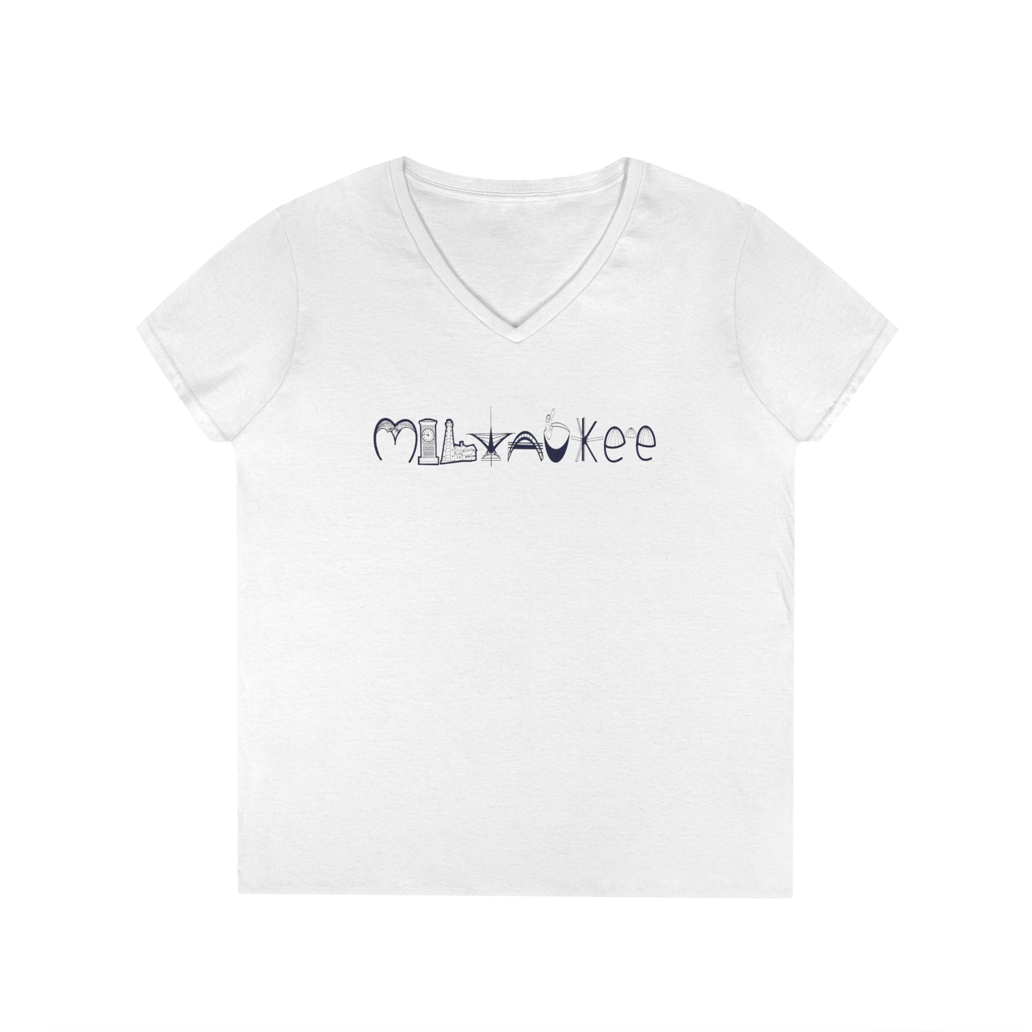 Milwaukee Landmarks Womens V-Neck T-Shirt