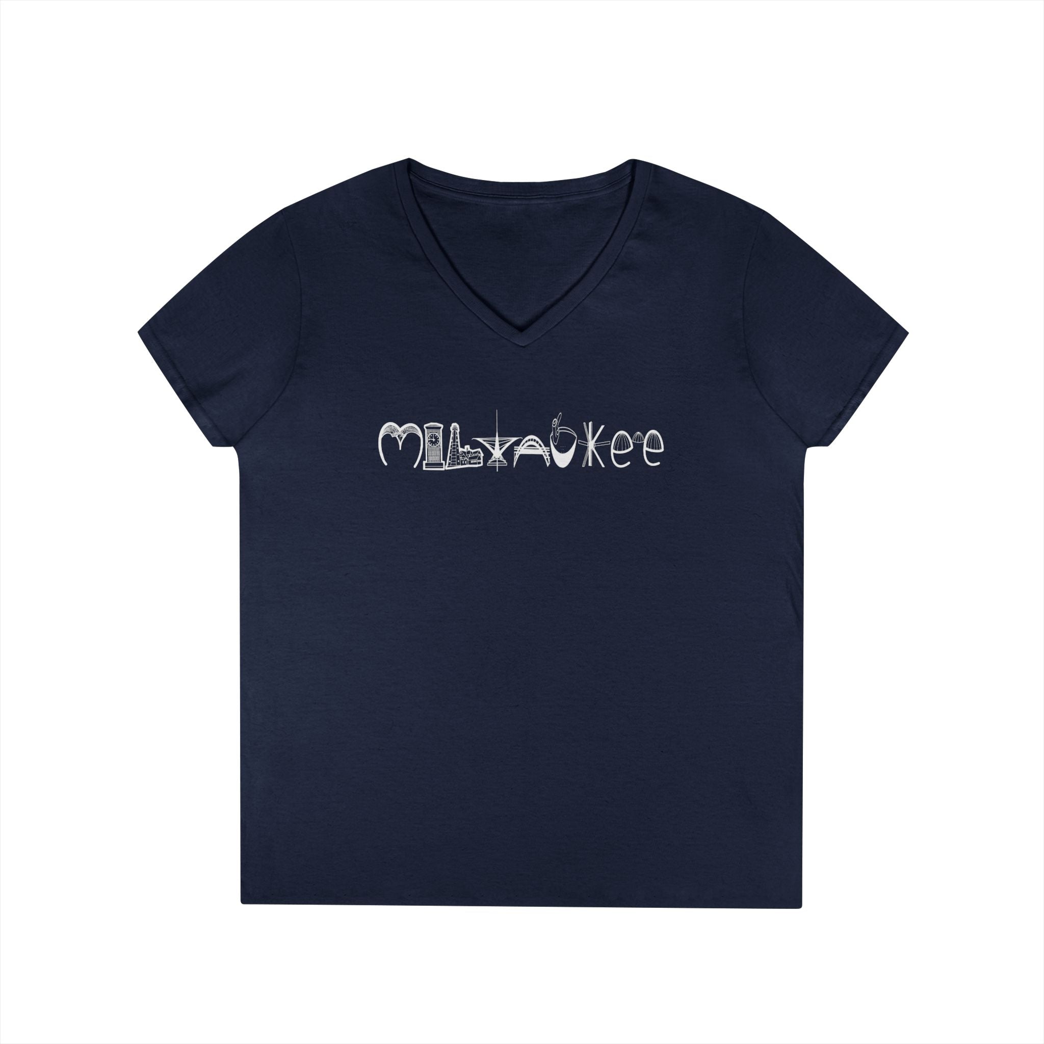 Milwaukee Landmarks Womens V-Neck T-Shirt