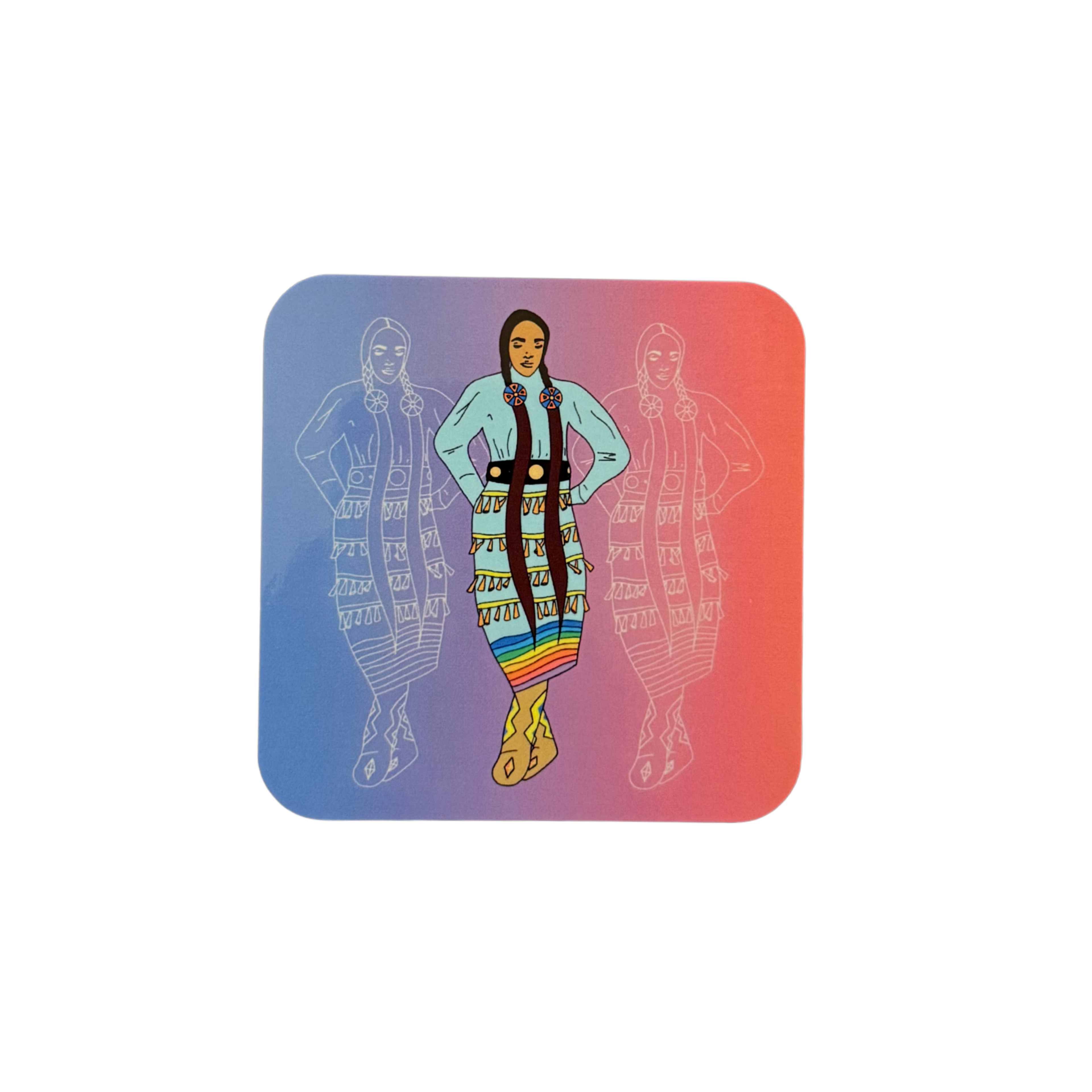Jingle Dress Dancers Wooden Fridge Magnet - 3x3 inch