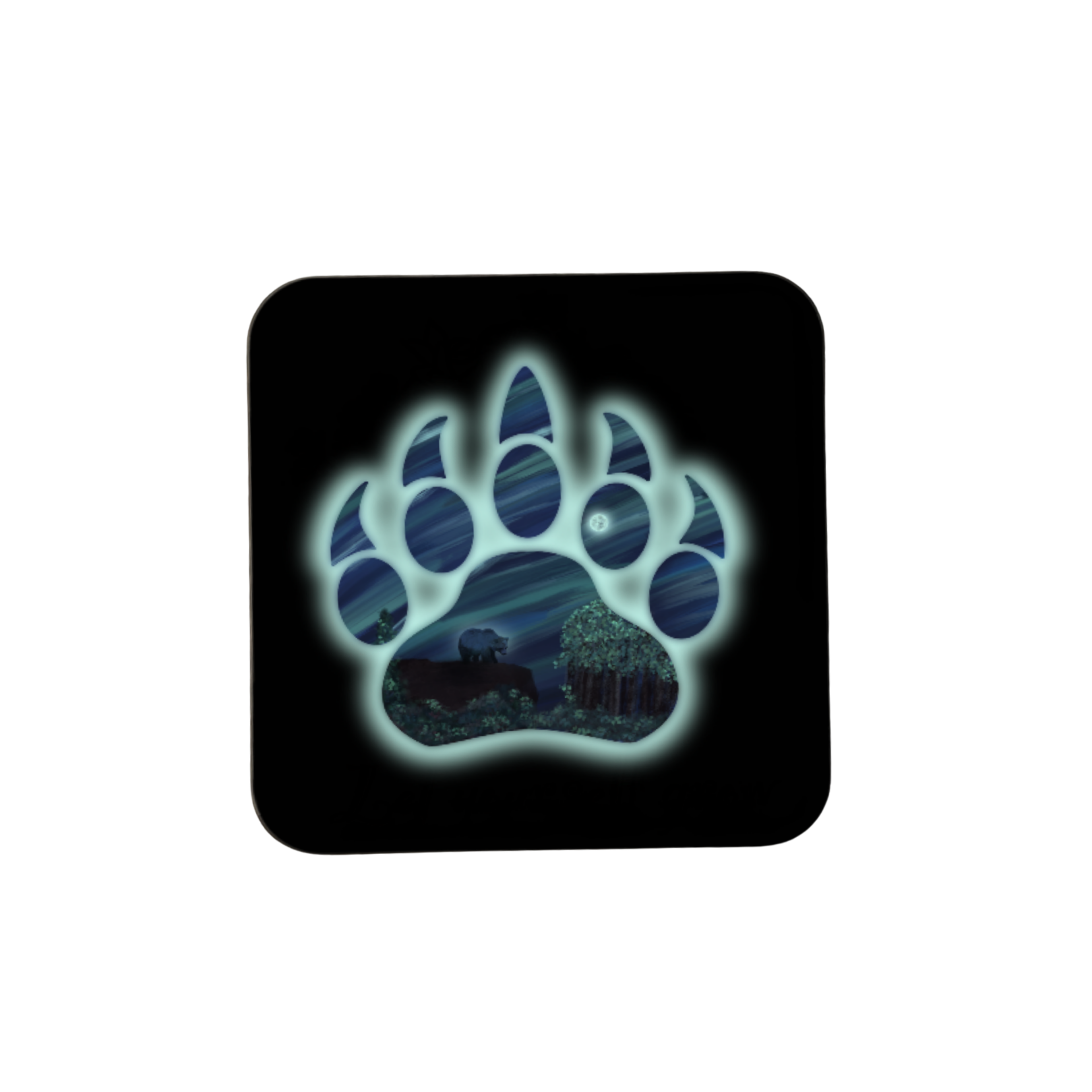 A Bear At Night Wooden Fridge Magnet - 3x3 inch
