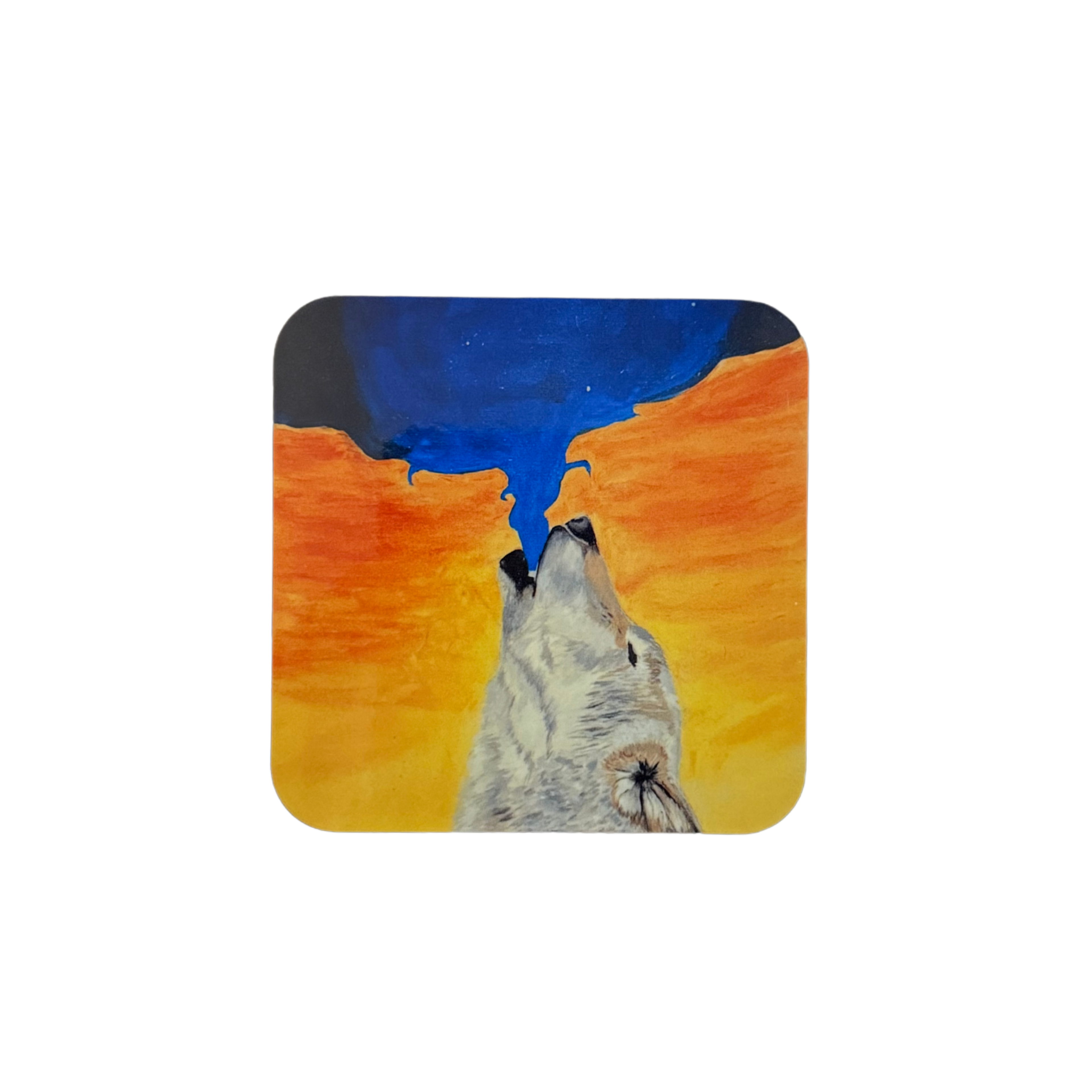 To The Skies (Howling Wolf) Wooden Fridge Magnet - 3x3 inch