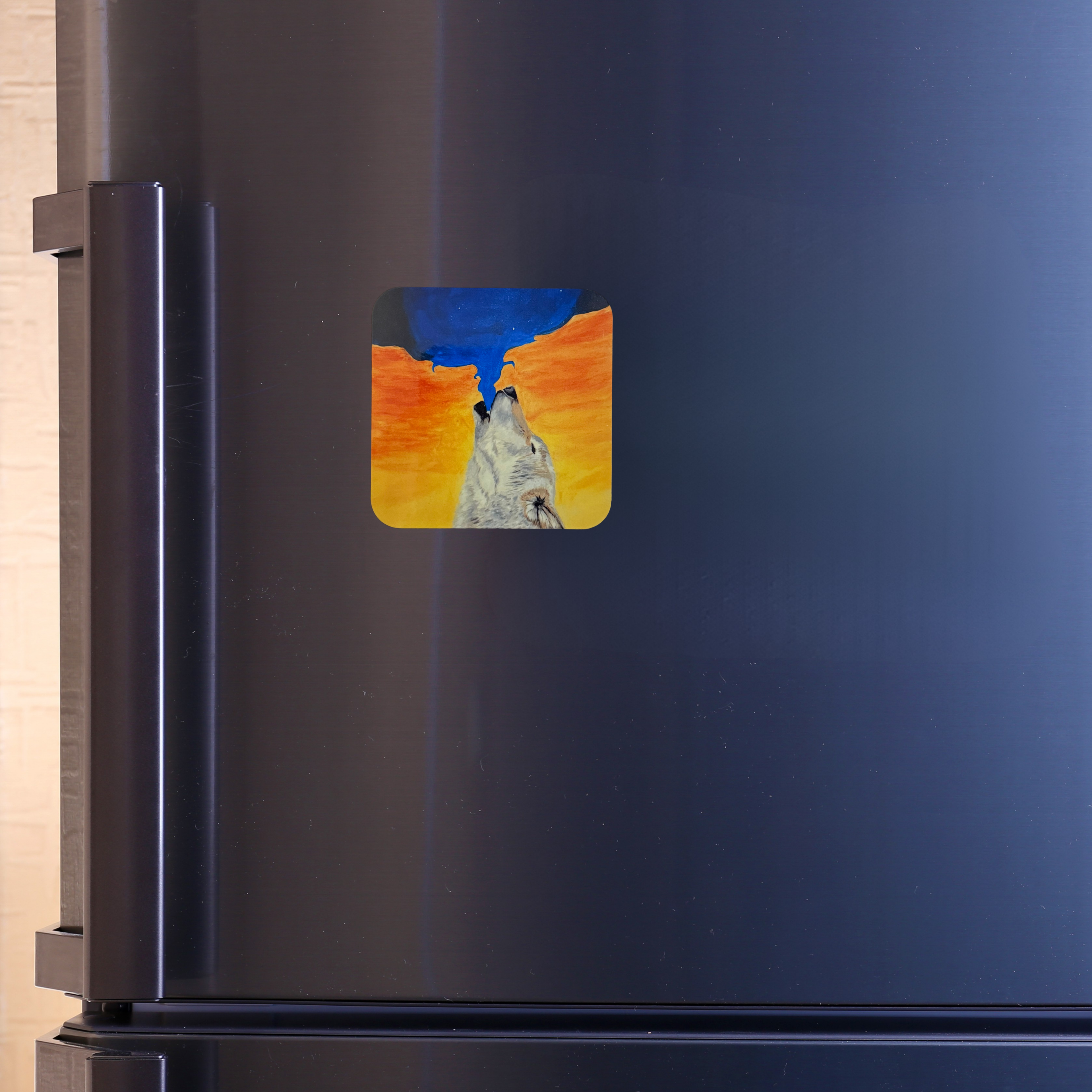 To The Skies (Howling Wolf) Wooden Fridge Magnet - 3x3 inch