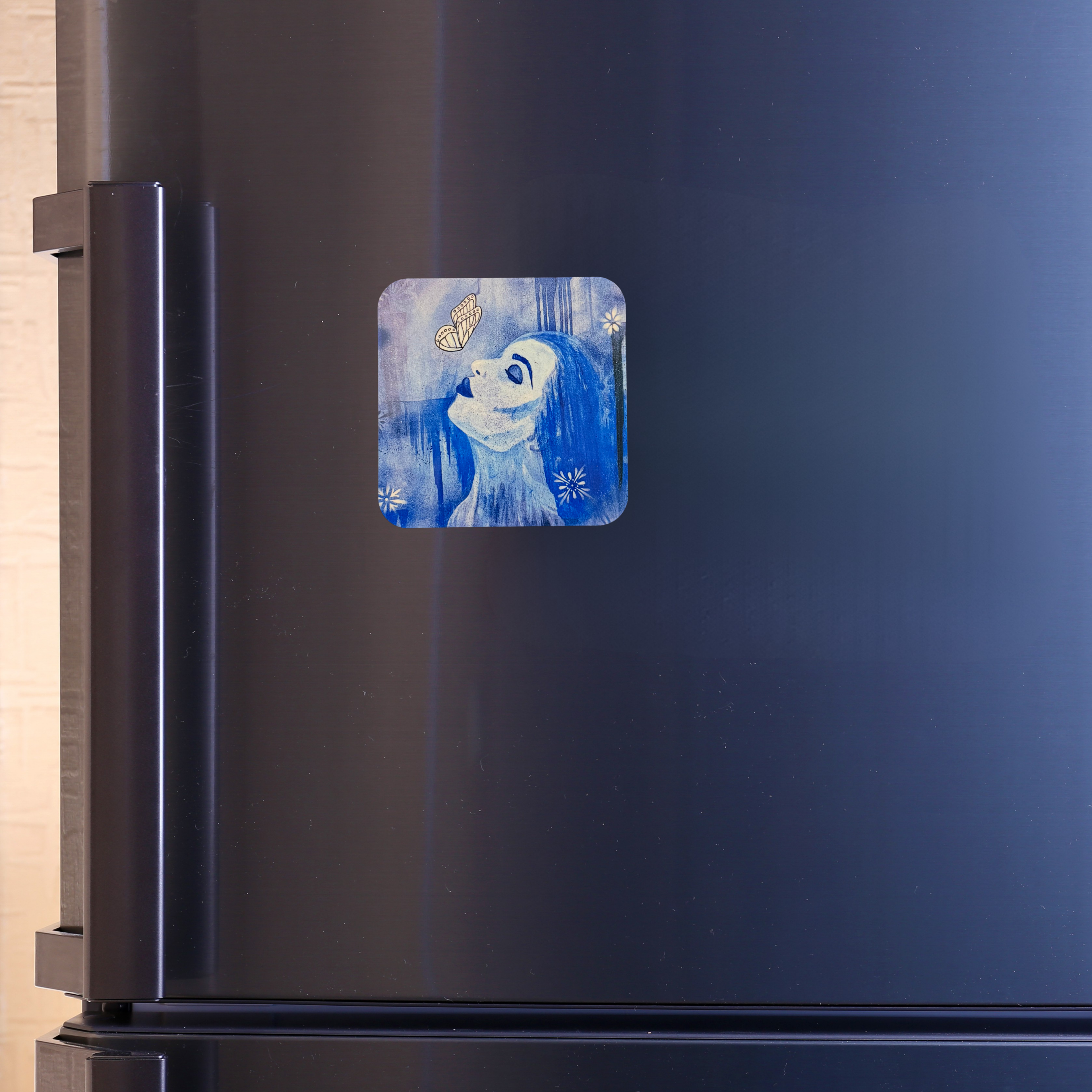 Bonding with Butterflies Wooden Fridge Magnet - 3x3 inch