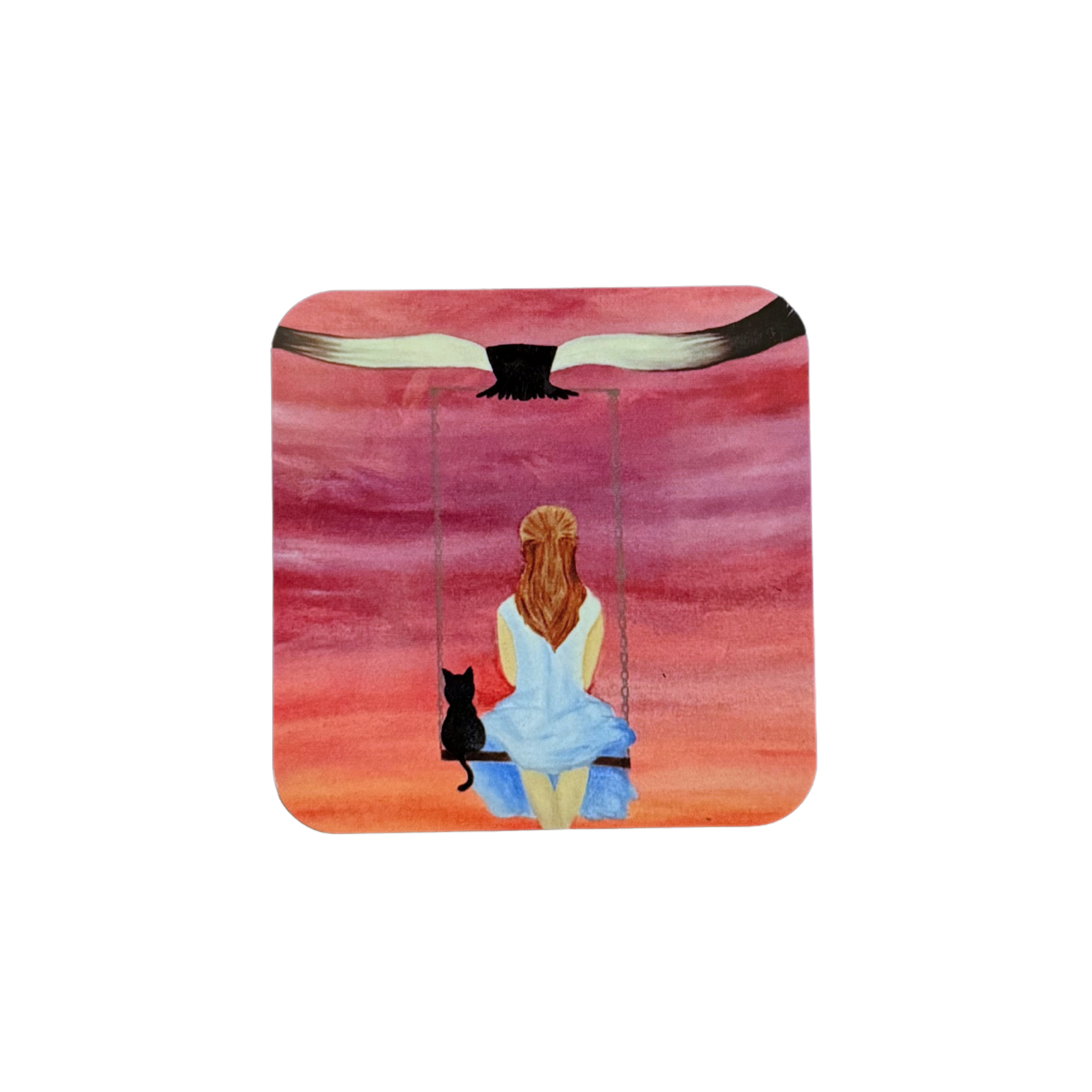 Somewhere Far Away Wooden Fridge Magnet - 3x3 inch