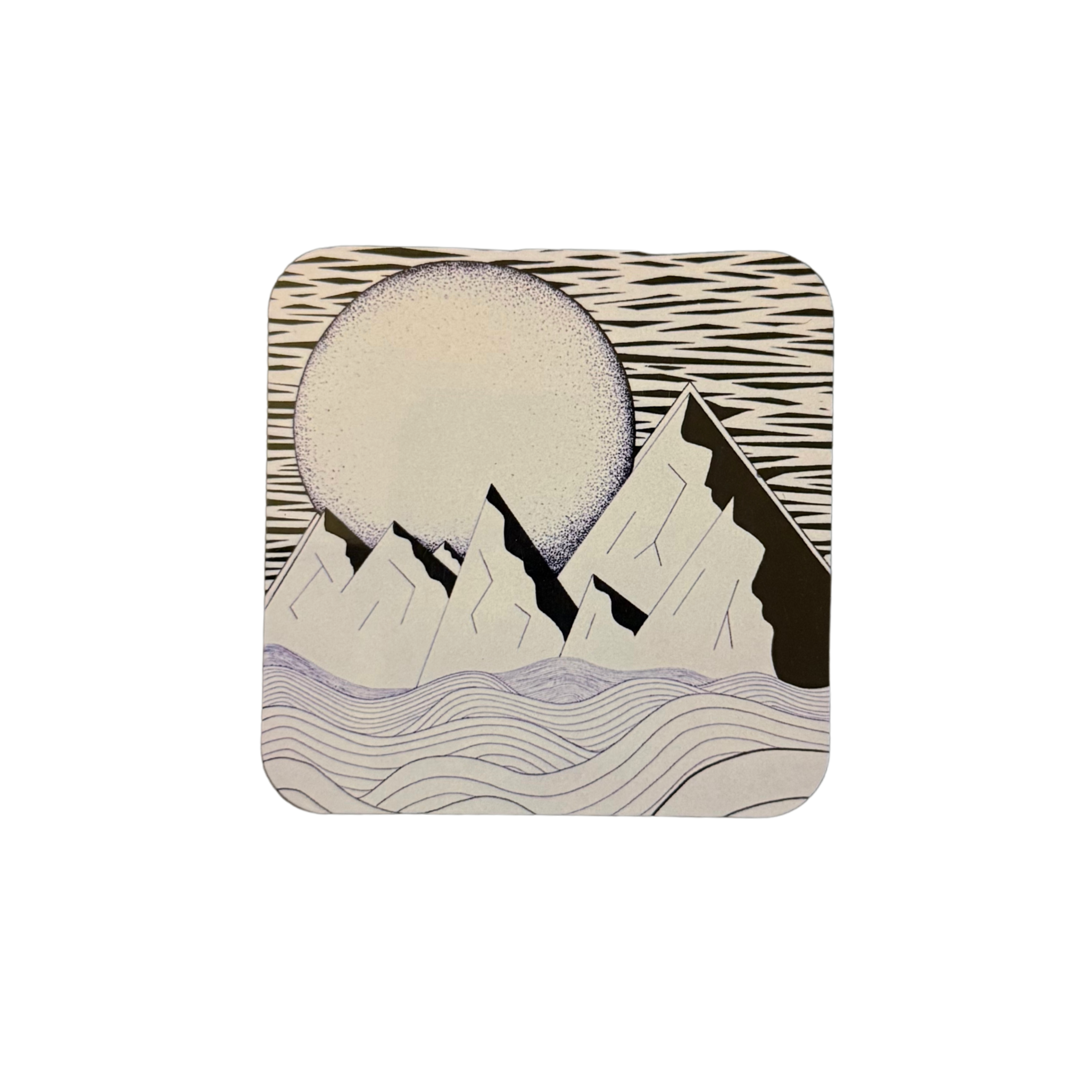 The Moon and the Tides Wooden Fridge Magnet - 3x3 inch