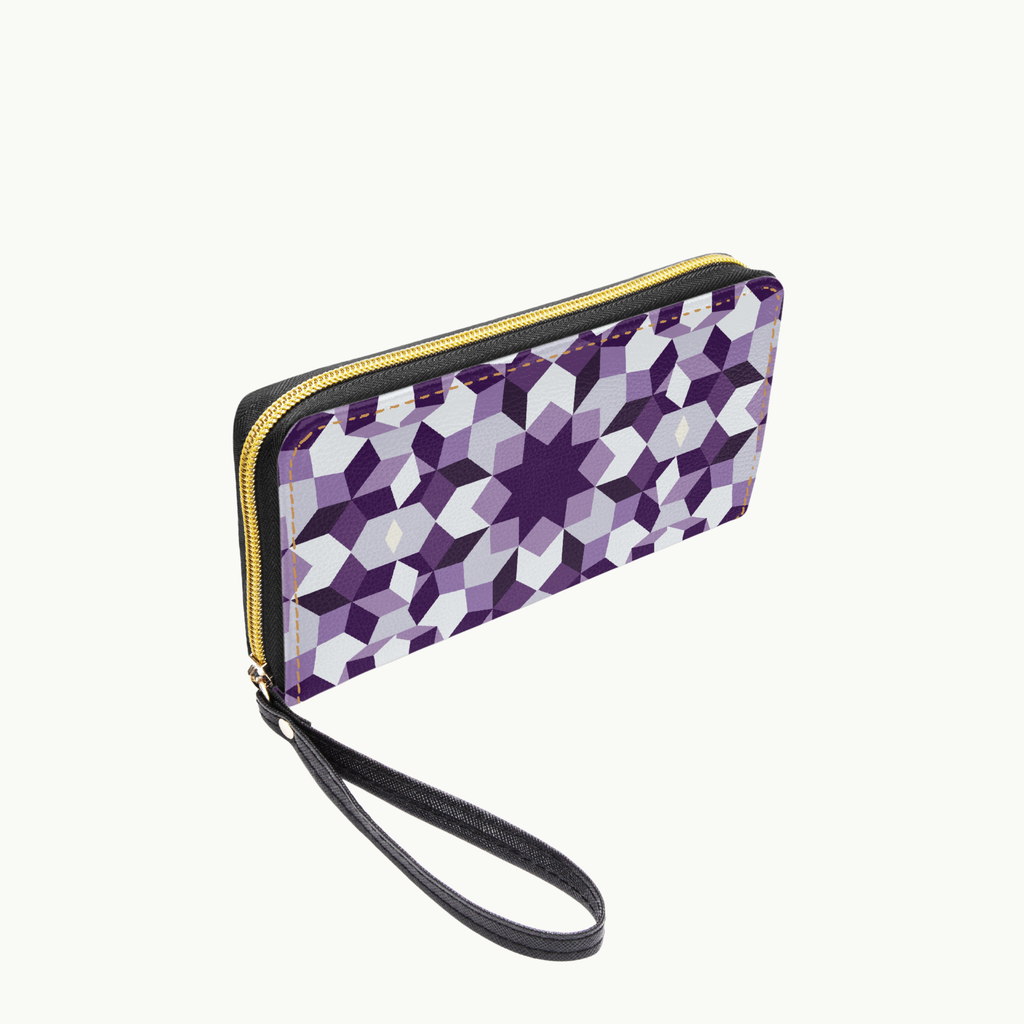Geometric Wampum Clutch Wallet with Wristlet