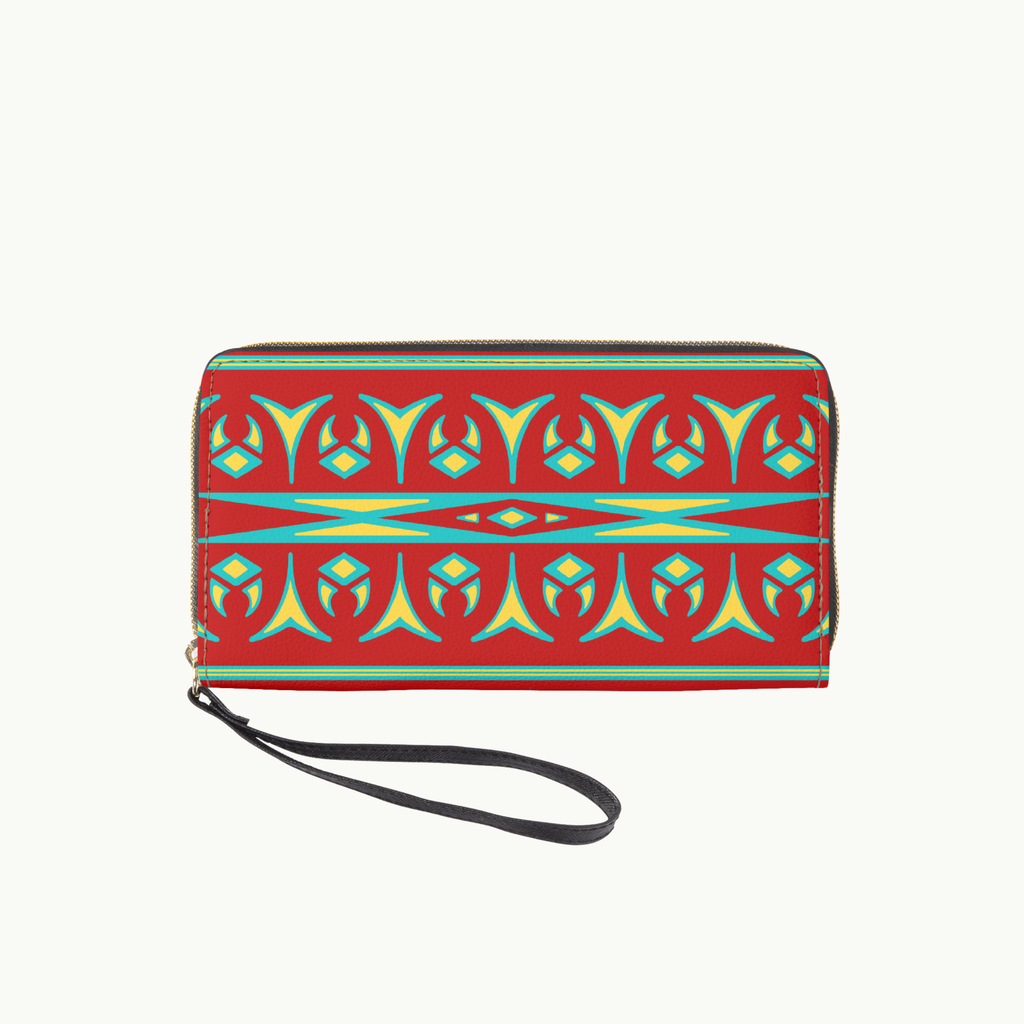 Red and Yellow Clutch Wallet with Wristlet