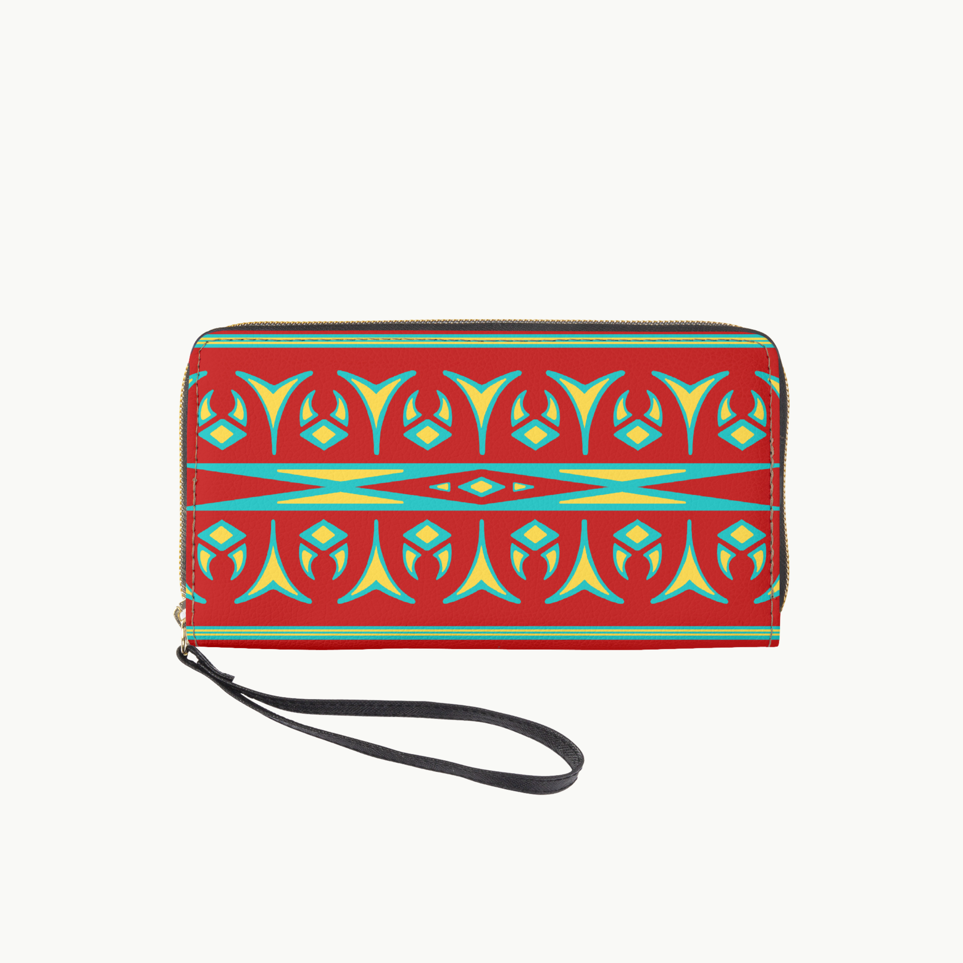 Red and Yellow Clutch Wallet with Wristlet