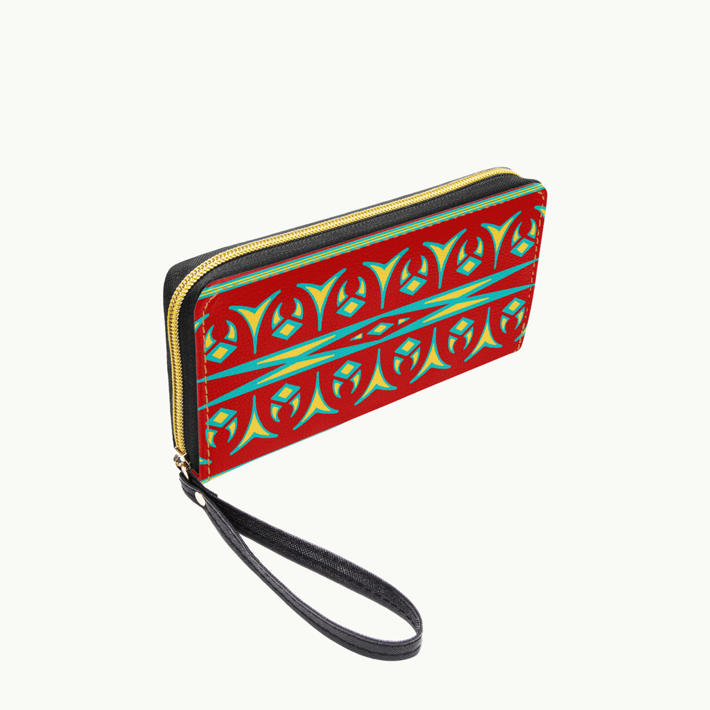 Red and Yellow Clutch Wallet with Wristlet