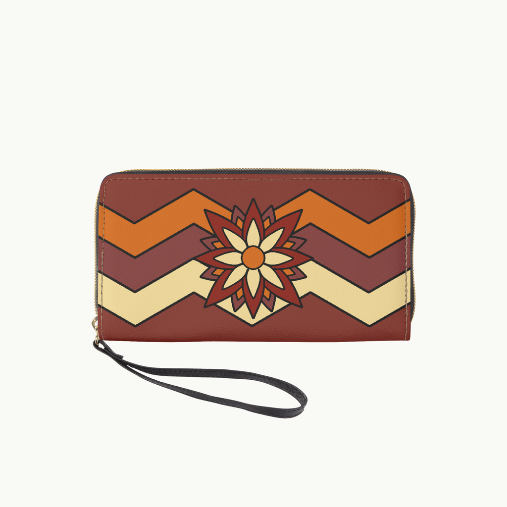 Fall Harvest Leather Clutch Wallet with Wristlet