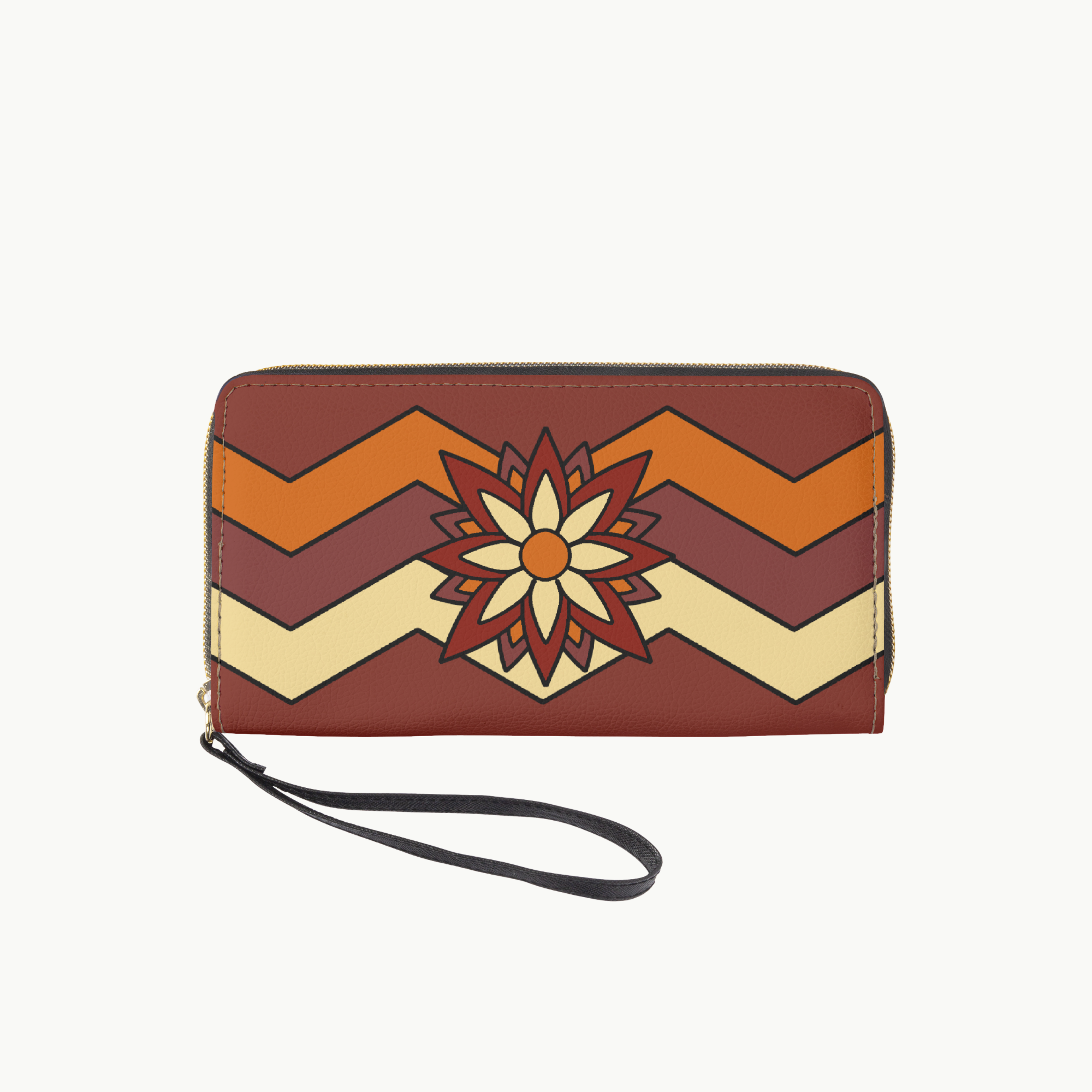 Fall Harvest Leather Clutch Wallet with Wristlet