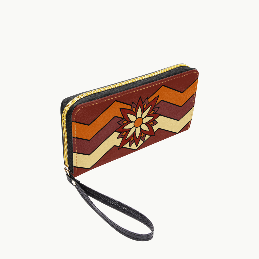 Fall Harvest Leather Clutch Wallet with Wristlet