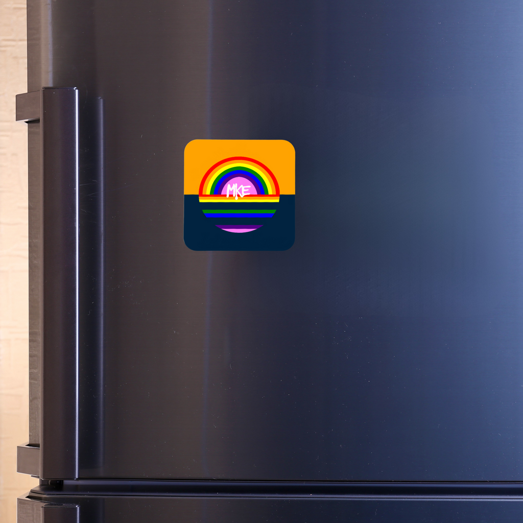 MKE Pride Wooden Fridge Magnet - 3x3 inch